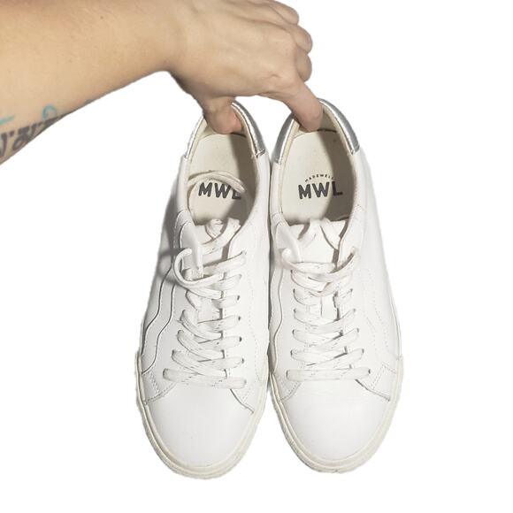 Madewell White Leather Low-top Lace-up Sneakers Size 8.5 - Picture 6 of 10